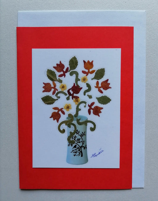 Felicitare handmade cu Flori Presate Unicat FMU 50 - Oshibana gift